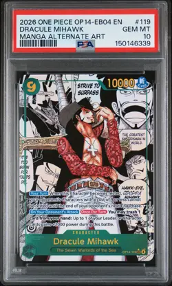 2026 ONE PIECE THE AZURE SEA'S SEVEN MANGA ALT ART #119 DRACULE MIHAWK PSA 10 - Image 1