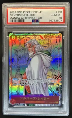 2024 One Piece JP Two Legends Silvers Rayleigh Manga Alt Art #OP08-118 PSA 10 - Image 1