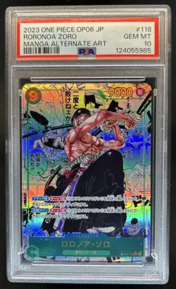 2023 One Piece JP Wings Captain Roronoa Zoro Manga Alt Art #OP06-118 PSA 10 - Image 1