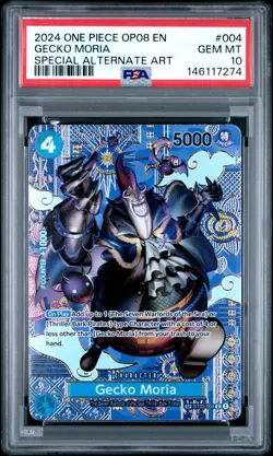 2024 ONE PIECE OP08-TWO LEGENDS SPECIAL ALTERNATE ART #004 GECKO MORIA PSA 10 - Image 1