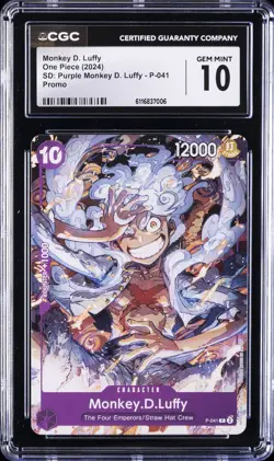 2024 ONE PIECE STARTER DECK: PURPLE PROMO #P-041 MONKEY D. LUFFY CGC 10 GEM MINT - Image 1
