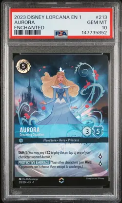 2023 DISNEY LORCANA THE FIRST CHAPTER ENCHANTED AURORA DREAMING GUARDIAN PSA 10 - Image 1