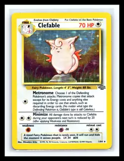 💥 CLEFABLE HOLO Rare # 1/64 | JUNGLE SET | Pokemon 1999 TCG Vintage Card - Image 1