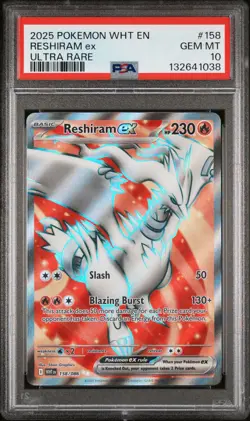 Graded Pokemon Card - Reshiram EX 158/086 White Flare Full Art PSA 10 Gem Mint - Image 1