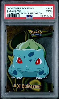 2000 TOPPS POKEMON TV ANIMATION CLEAR CARDS #PC2 BULBASAUR PSA 9 - Image 1