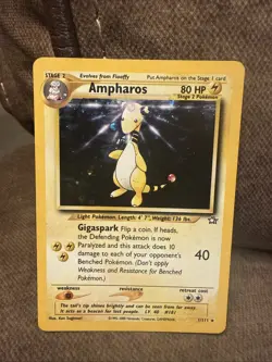 Pokemon TCG Ampharos Neo Genesis Holo Card 1/111 1st Edition Rare - Image 2