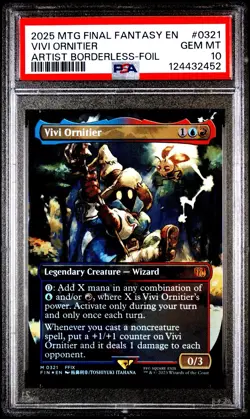 2025 MTG Final Fantasy VIVI ORNITIER * Artist Borderless Foil #0321 * PSA 10 - Image 1