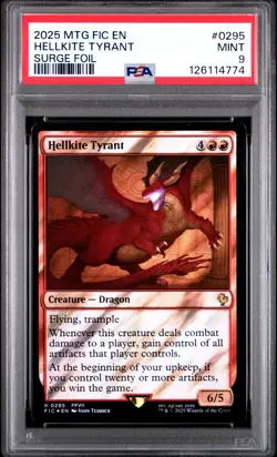 2025 MTG FINAL FANTASY COMMANDER SURGE FOIL #0295 HELLKITE TYRANT PSA 9 - Image 1