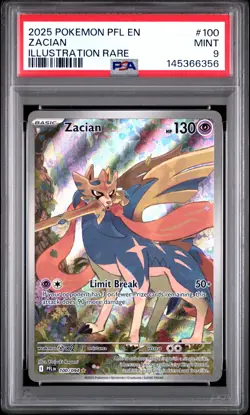 2025 POKEMON PFL EN-PHANTASMAL FLAMES ILLUSTRATION RARE #100 ZACIAN PSA 9 - Image 1
