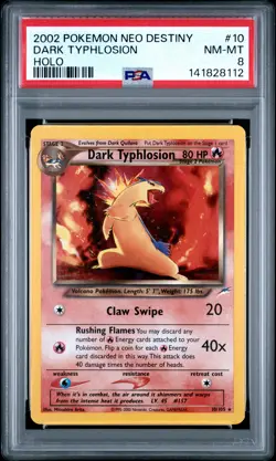 2002 POKEMON NEO DESTINY #10 DARK TYPHLOSION-HOLO PSA 8 - Image 1
