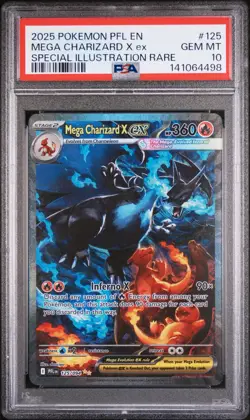 2025 POKEMON PFL SPECIAL ILLUSTRATION RARE #125 MEGA CHARIZARD X EX PSA 10 - Image 1