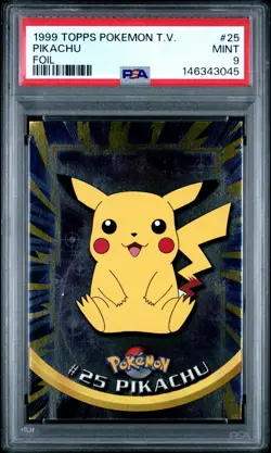 1999 TOPPS POKEMON TV FOIL #25 PIKACHU PSA 9 - Image 1