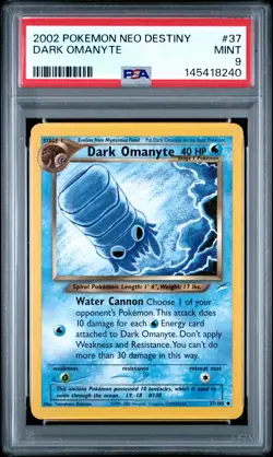 2002 POKEMON NEO DESTINY #37 DARK OMANYTE PSA 9 - Image 1