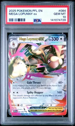 2025 POKEMON PFL EN-PHANTASMAL FLAMES #084 MEGA LOPUNNY EX PSA 10 - Image 1