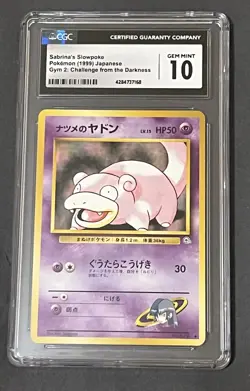 1999 Pokemon Japanese Gym 2 Sabrina’s Slowpoke CGC 10 Gem Mint - Image 1