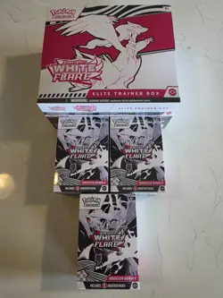 Pokemon Scarlet & Violet White Flare Elite Trainer Box and 3 Booster Bundles New - Image 1