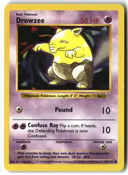 Drowzee ⭐ 49/102 Shadowless WOTC Base Set 1999 Pokemon NM - Image 1