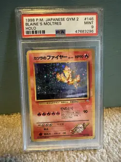 1998 ERROR 1999 POKEMON JAPANESE GYM 2 #146 BLAINE'S MOLTRES-HOLO PSA 9 - Image 1