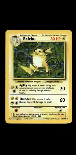 Pokemon Raichu Base Set Unlimited 14/102 NM Near Mint - Image 1