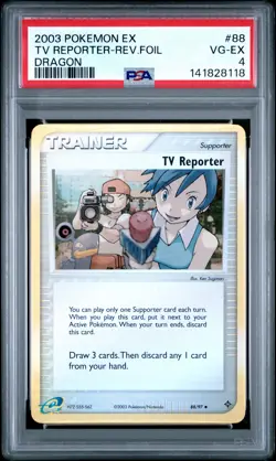 2003 POKEMON EX DRAGON #88 TV REPORTER-REVERSE FOIL PSA 4 - Image 1