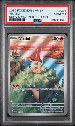 2025 POKEMON SVP UNOVA VICTINI ILLUSTRATION COLLECTION #208 VICTINI PSA 10 - Image 1