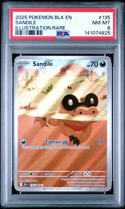 2025 POKEMON BLK EN-BLACK BOLT ILLUSTRATION RARE #135 SANDILE PSA 8 - Image 1