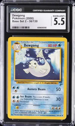 2000 POKEMON BASE SET 2 #36 DEWGONG CGC 5.5 - Image 1