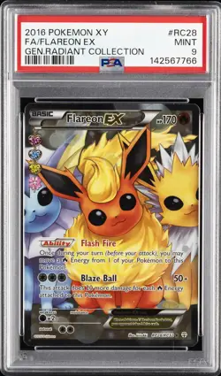 2016 POKEMON XY GENERATIONS RADIANT COLLECTION #RC28 FULL ART/FLAREON EX PSA 9 - Image 1