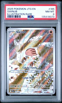 2025 POKEMON JTG EN-JOURNEY TOGETHER ILLUSTRATION RARE #165 SWINUB PSA 8 - Image 1