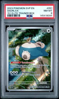 2023 POKEMON SVP EN-SV BLACK STAR PROMO 151 ELITE TRAINER BOX #051 SNORLAX PSA 8 - Image 1