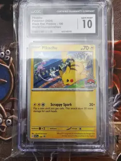 2024 POKEMON SV BLACK STAR PROMOS - SVP #190 WORLD CHAMPIONSHOPS PIKACHU CGC 10 - Image 1