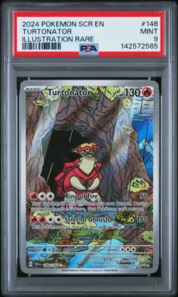 2024 POKEMON SCR EN-STELLAR CROWN ILLUSTRATION RARE #146 TURTONATOR PSA 9 - Image 1