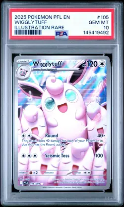 2025 POKEMON PFL EN-PHANTASMAL FLAMES ILLUSTRATION RARE #105 WIGGLYTUFF PSA 10 - Image 1