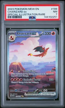 2023 POKEMON MEW EN-151 SPECIAL ILLUSTRATION RARE #199 CHARIZARD EX PSA 7 - Image 1