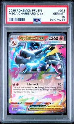 2025 POKEMON PFL EN-PHANTASMAL FLAMES #013 MEGA CHARIZARD X EX PSA 10 - Image 1