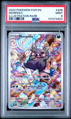2023 POKEMON PAR EN-PARADOX RIFT ILLUSTRATION RARE #206 MORPEKO PSA 9 - Image 1