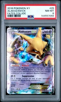 2016 POKEMON XY FATES COLLIDE #25 ALAKAZAM EX PSA 8 - Image 1