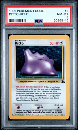 1999 POKEMON FOSSIL #3 DITTO-HOLO PSA 8 - Image 1