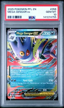 2025 POKEMON PFL EN-PHANTASMAL FLAMES #056 MEGA GENGAR EX PSA 10 - Image 1