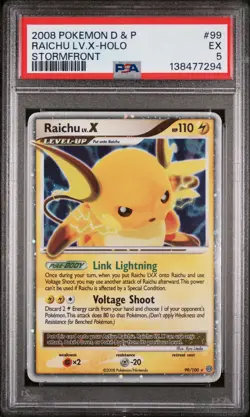 2008 POKEMON DIAMOND & PEARL STORMFRONT #99 RAICHU LV.X-HOLO PSA 5 - Image 1