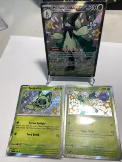 Pokemon TCG Meowscarada EX SVP076 SVP077 SVP 078 Promo Set Paldean Fates NM - Image 1