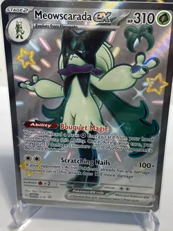 Pokemon TCG Meowscarada EX SVP076 SVP077 SVP 078 Promo Set Paldean Fates NM - Image 2