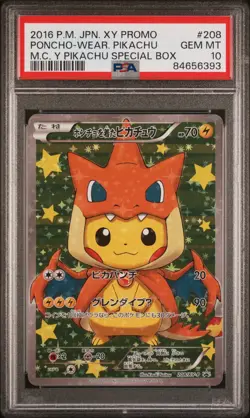 2016 Pokemon Japanese Xy Promo 208 Poncho-Wearing Pikachu Charizard PSA 10 - Image 1