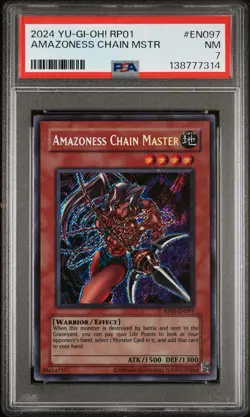 2024 YU-GI-OH! RP01-RETRO PACK #EN097 AMAZONESS CHAIN MASTER PSA 7 - Image 1