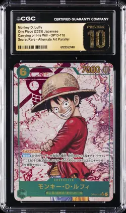 2025 ONE PIECE JPN CARRYING ON HIS WILL #OP13-118 MONKEY D LUFFY CGC 10 PRISTINE - Image 1
