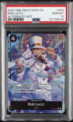 2023 ONE PIECE OP05-AWAKENING OF THE NEW ERA ALTERNATE ART #093 ROB LUCCI PSA 10 - Image 1