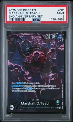 2025 ONE PIECE ENGLISH VERSION 2ND ANNIVERSARY SET #081 MARSHALL D. TEACH PSA 9 - Image 1