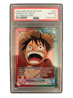 ONE PIECE PSA 10 MONKEY D LUFFY OP13-001 GEM MINT ENGLISH - Image 1