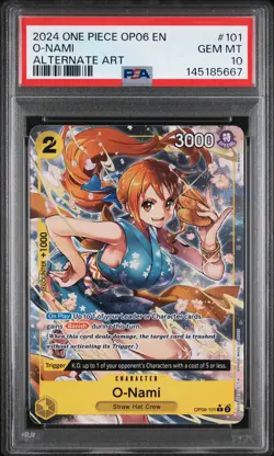2024 ONE PIECE OP06-WINGS OF THE CAPTAIN ALTERNATE ART #101 O-NAMI PSA 10 - Image 1