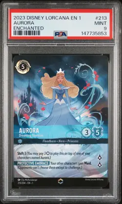 2023 DISNEY LORCANA THE FIRST CHAPTER ENCHANTED AURORA DREAMING GUARDIAN PSA 9 - Image 1